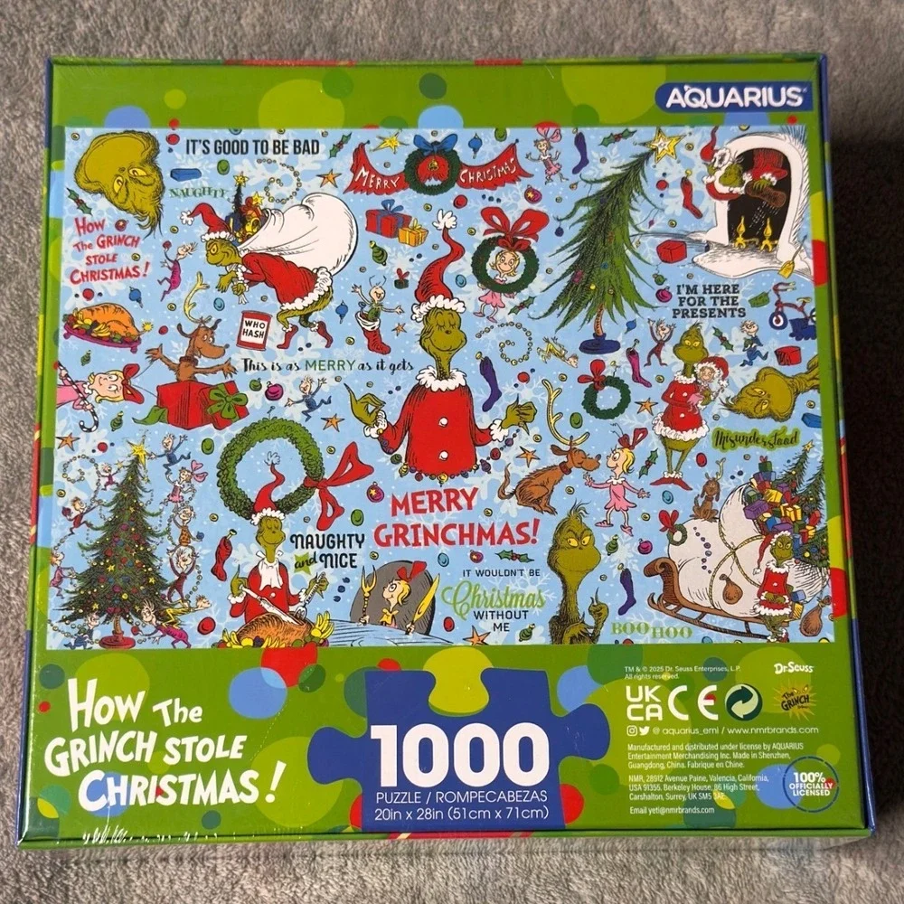 AQUARIUS HOW THE GRINCH STOLE CHRISTMAS! 1000 Pc‎ Jigsaw Puzzle Dr Seuss *NEW